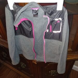 Y2K The North Face Gray and Black Jacket with Pink Highlights